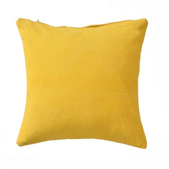 Small diamonds barfi tufted cushion cover, Yellow, 16x16 - Picture 4 of 4